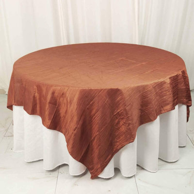 90"X90" Accordion Crinkle Taffeta Table Overlay - Terracotta - Perfect For Wedding, Party, Event, Banquet, And Decoration - Excellence Class And Vibrancy - Imperial Luster And Upscale Loo