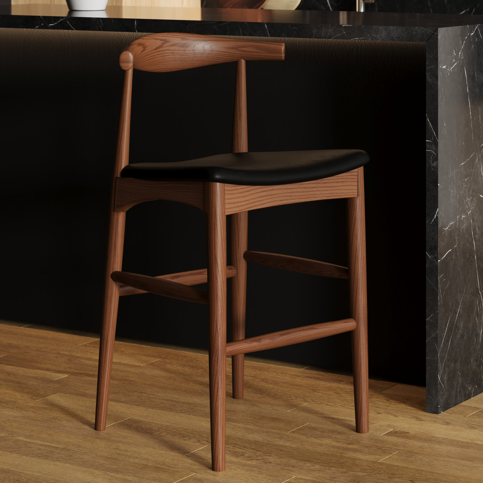 Ardo Vegan Leather Bar & Counter Stool, Bar Stool (28.50" Seat Height), Walnut