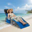 Ensemble de 2 chaises longues pliantes avec dossier réglable à 5 positions, oreiller et poche latérale pour piscine de patio-130074106