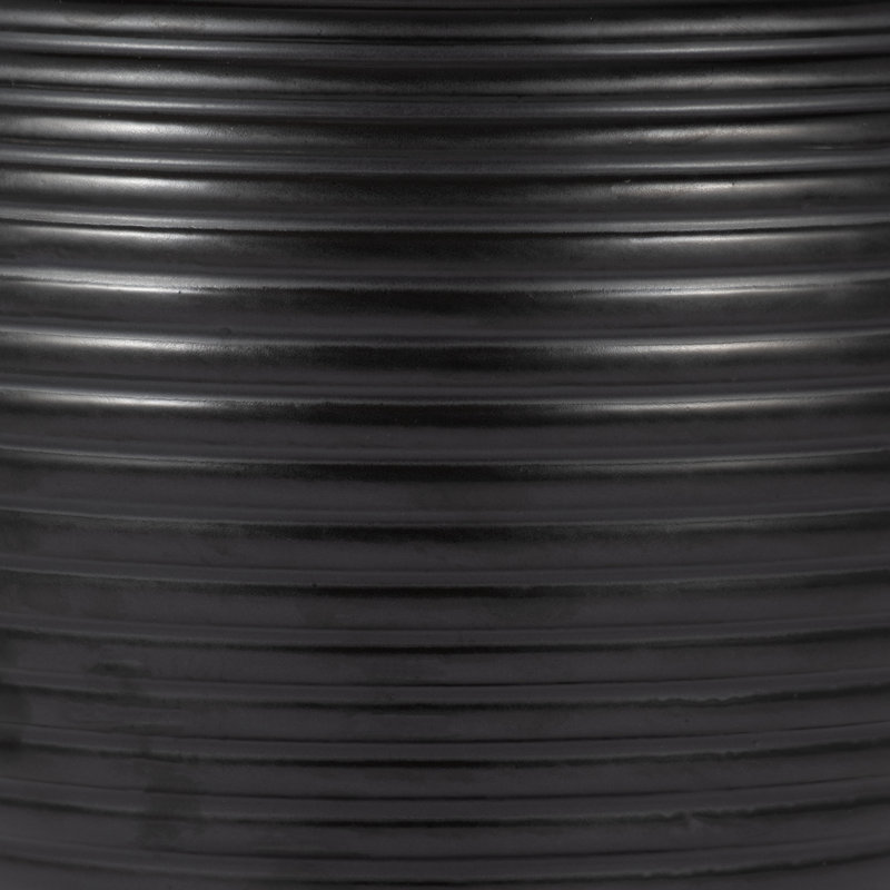 Pot décoratif en céramique avec couvercle Ellport, H 18 po x l 9 po x P 9 po, Noir