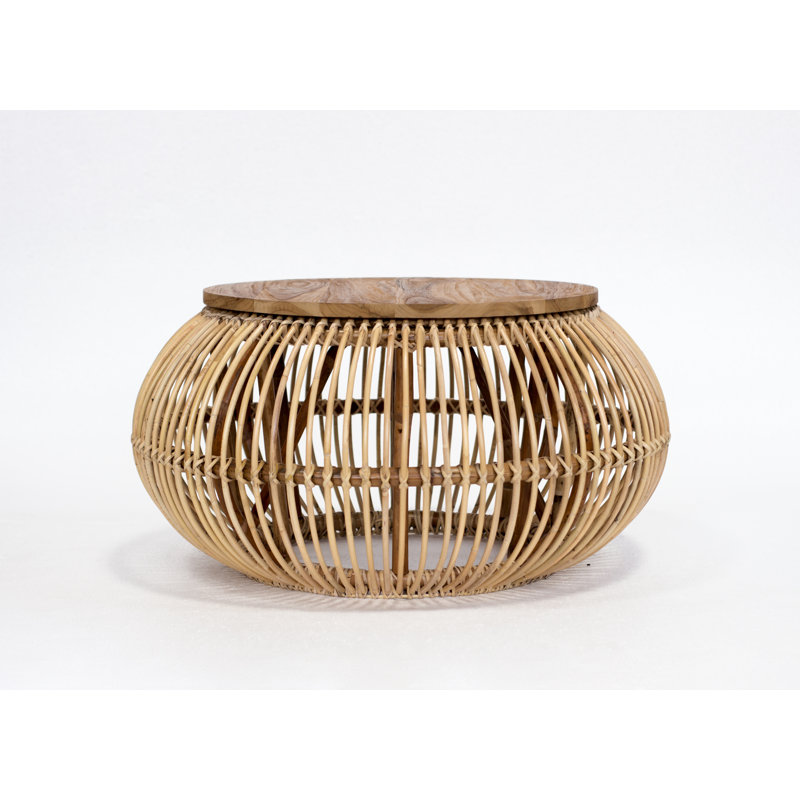 Table basse tambour en bois massif Funches