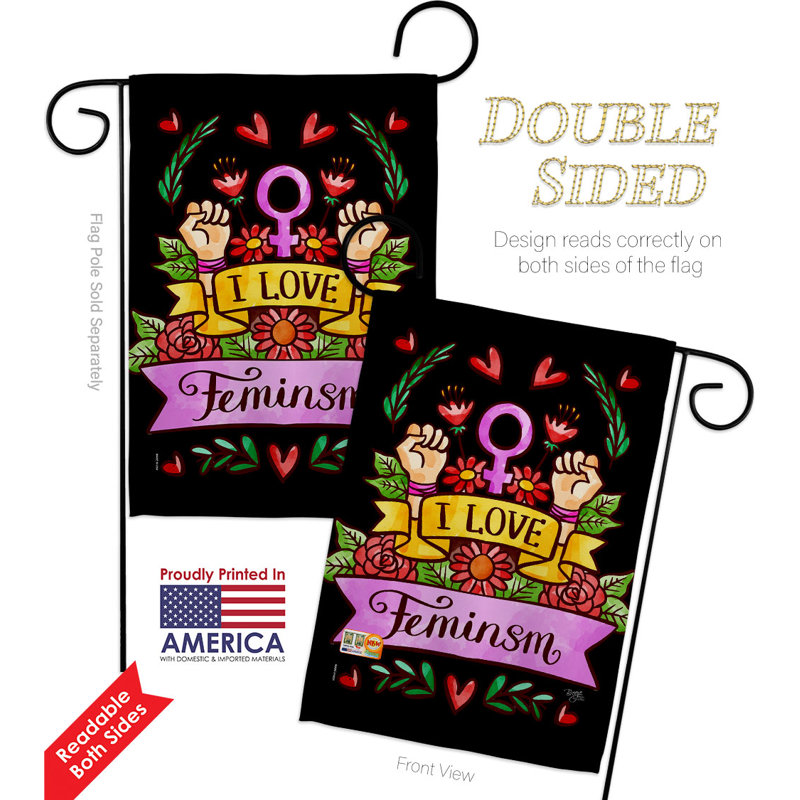 Ensemble de drapeaux en polyester 18,5 x 13 pi Love Feminsm Garden