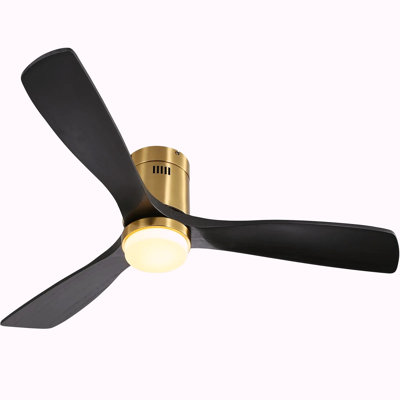52 Inch Low Profile Ceiling Fan With Remote Control 3 Solid Wood Blades,52 Inches Suitable For Indoor And Outdoor