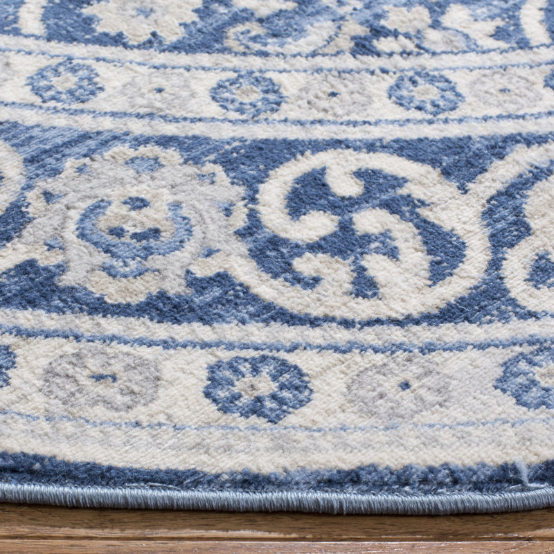 Tapis bleu marine / gris clair Llana, Tapis de couloir 2 pi x 12 pi
