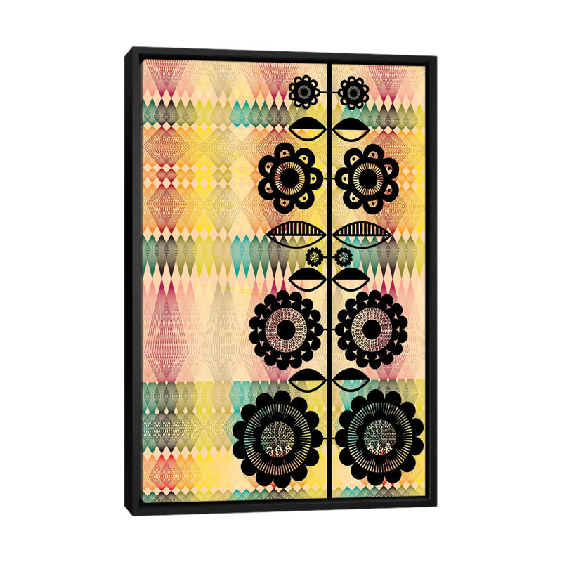 « geometric i », impression sur toile, H 26 po x l 18 po x P 1,5 po, Toile avec cadre noir, Pas de tapis