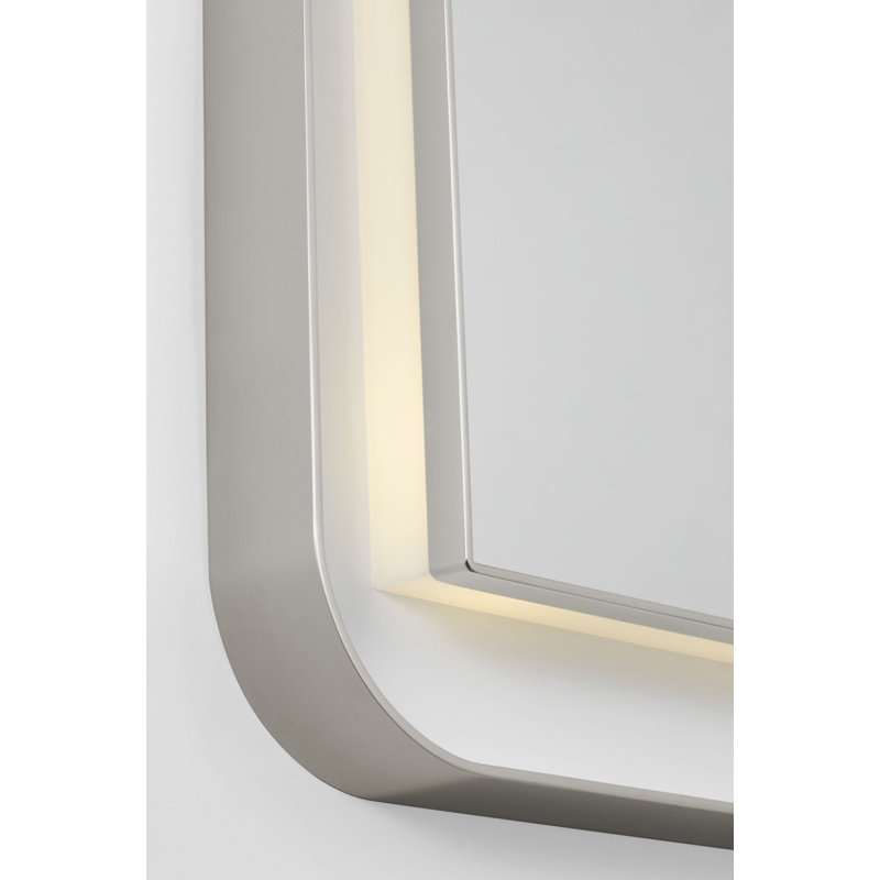 Chopin Rectangular Illuminated Mirror, Polished Nickel, 27" H x 18" W x 1.5" D