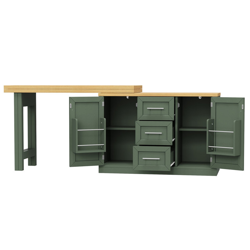 120 cm W Kitchen Island with, Green