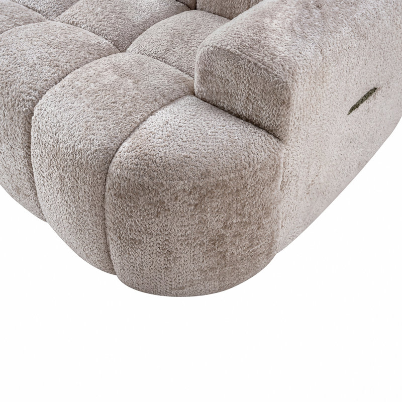 Canapé courbé à l'avant avec tissu bouclé et sans assemblage, Camel Boucle