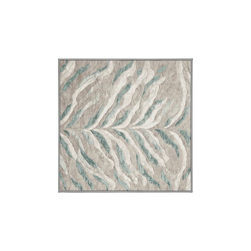 Machine Washable Gray Area Rug, Square 8'
