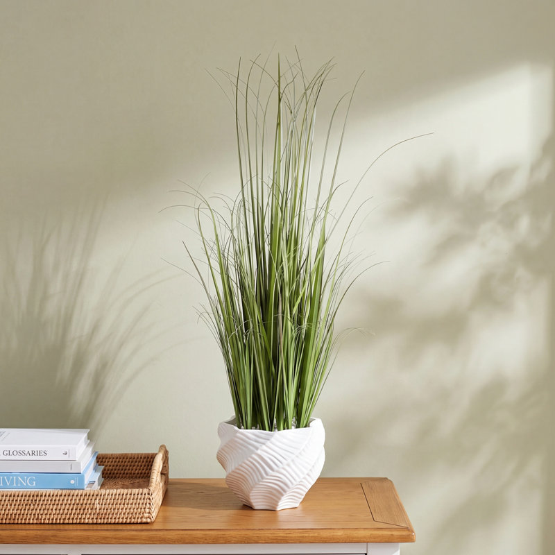 38'' Faux Onion Grass Grass in Ceramic Pot