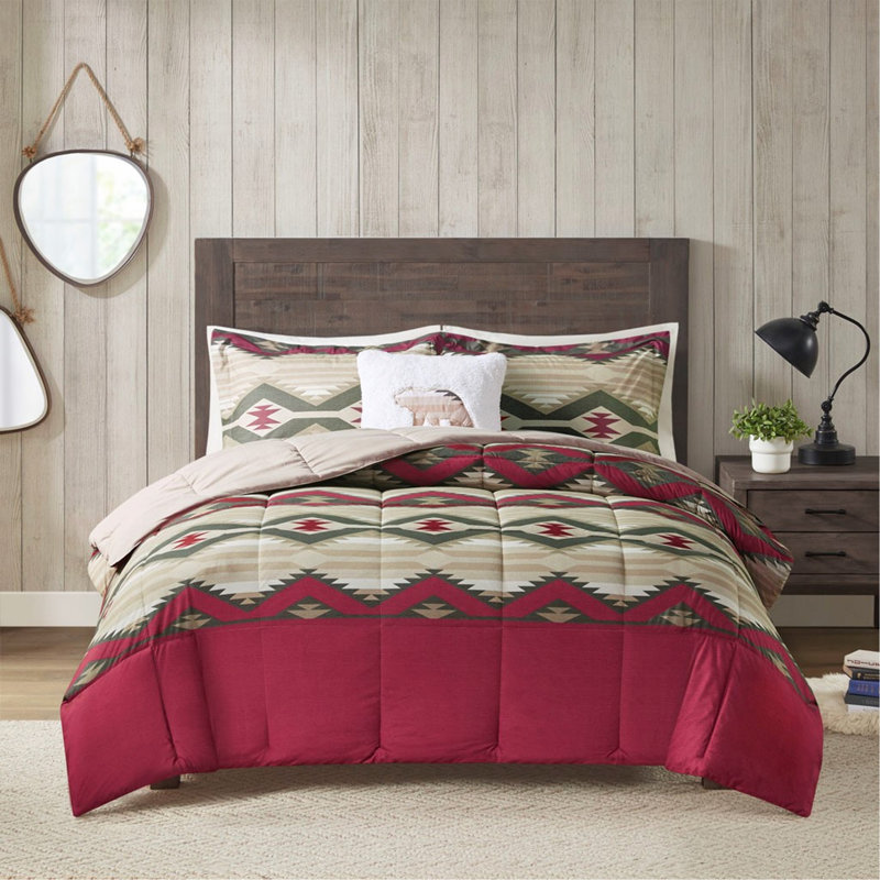 Ensemble d'édredon en duvet synthétique d'inspiration sud-ouest avec coussin Sherpa confortable pour un confort toute l'année