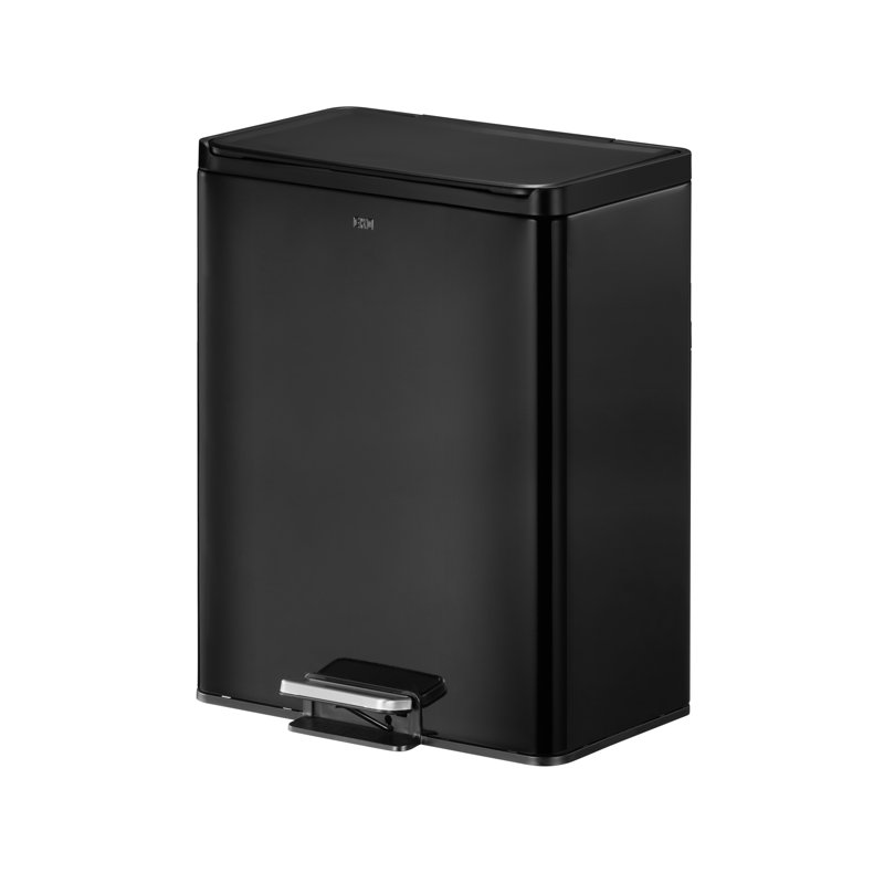 Steel Step On Multi-Compartment Rubbish & Recycling Bin - 40L, Black