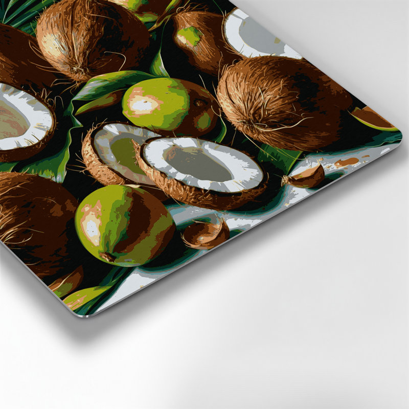 Fruit, noix de coco, art mural en métal brun, H 16 po x l 16 po