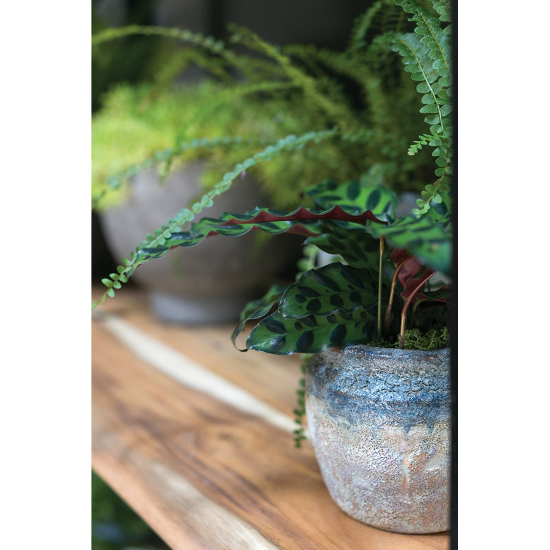Handmade Ceramic Pot Planter, 4.25" H x 4.75" W x 4.75" D