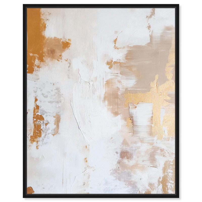 Toile dorée abstraite «Golden Tone» par Art Remedy, H 46 po x l 37 po, Cadre flottant noir