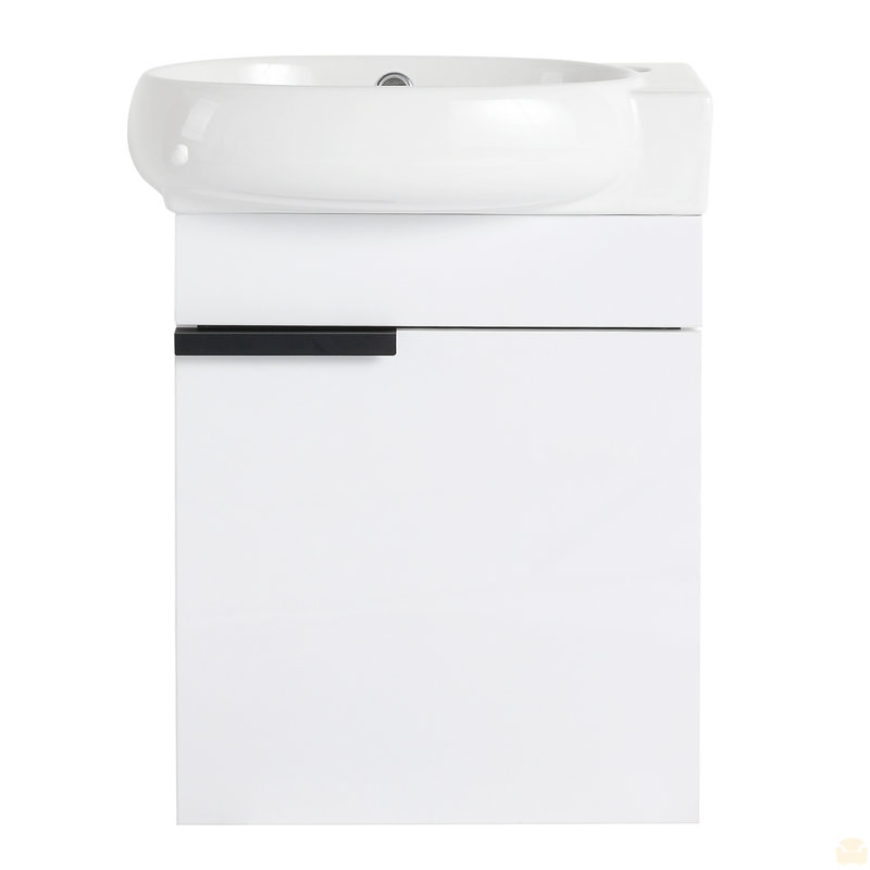 Meuble-lavabo à fermeture en douceur avec lavabo, Blanc brillant