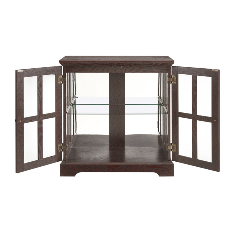 LED Curio Display Cabinet,Antique Display Cabinet With Adjustable Shelves,Retro Design Quality Showcase With Lattice Doors Elegant Bookcase And Storage Cabinet For Home Decor And Organization CHE