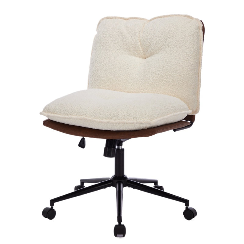 Chaise de bureau Kalianna blanche et brune, Brun