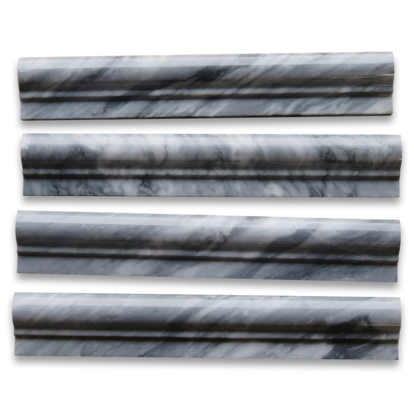 Bardiglio 2" x 12" Marble Grid Mosaic Wall & Floor Tile