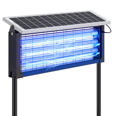 Solar Mosquito Killer Lamp With Solar Panel Rechargeable Fly Zapper Outdoor And Indoor Use