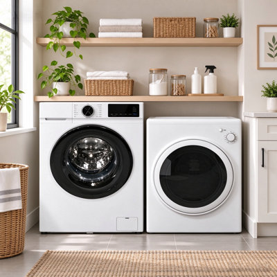 1,6 pieds cubes Machine à laver à chargement frontal et ensemble de sécheuse à linge compact de 3,6 pieds cubes, 9 cycles de lavage, sécheuse à linge à haute température, appareils de buanderie empilables pour balcon d'appartement