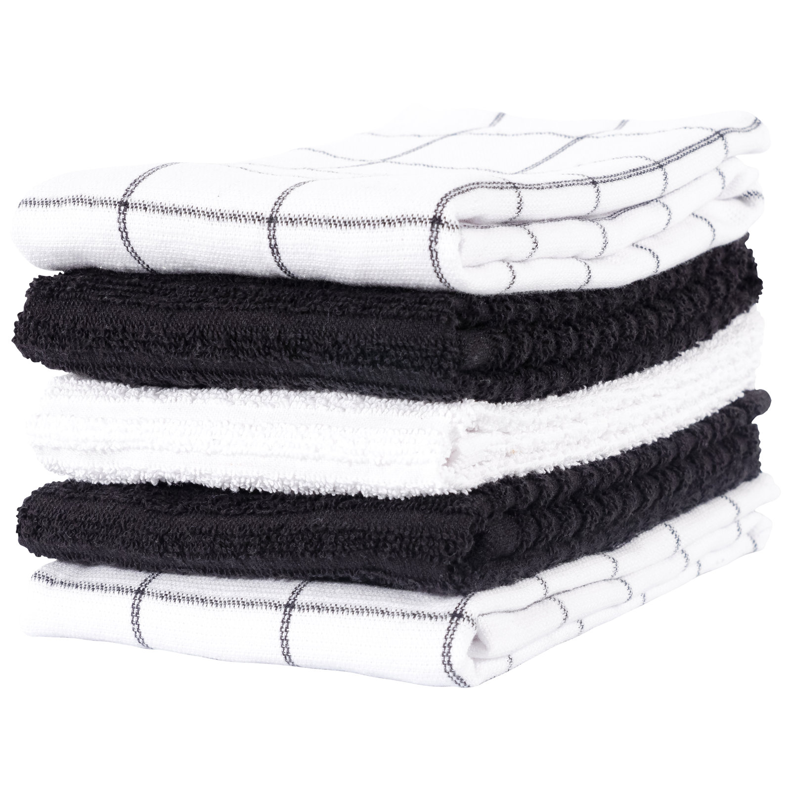 Reverse Terry Cotton Tea Towel, Black