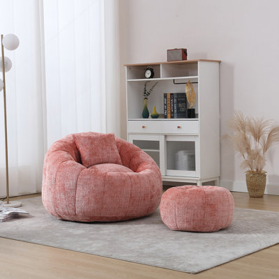 Fauteuils à billes modernes, fauteuil rond confortable pour adultes avec repose-pieds, fauteuil de lecture simple avec coussin pour salon, chambre à coucher, appartement