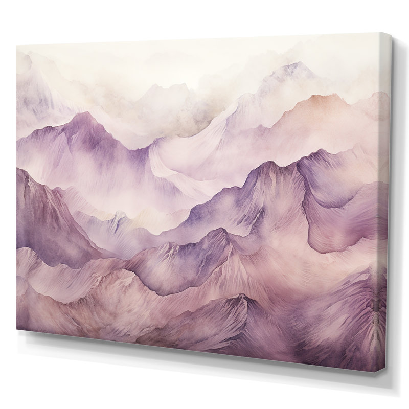 «Tuba Terrain Mountainous Mauve V», art abstrait à l'encre liquide, Toile tendue, H 30 po x l 40 po x P 1,5 po