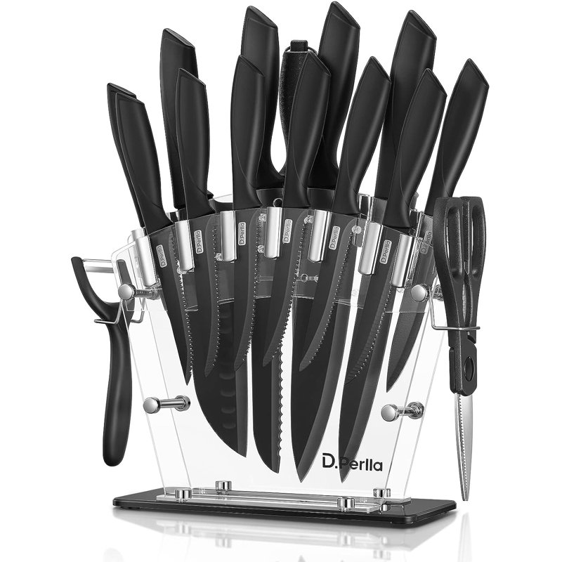 Ensemble de 16 couteaux de cuisine, acier inoxydable, antirouille