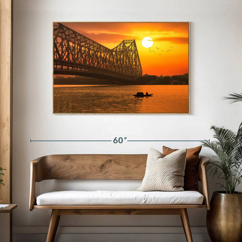 Pont Howrah, Cadre flottant en bois naturel, 46 po x 31 po