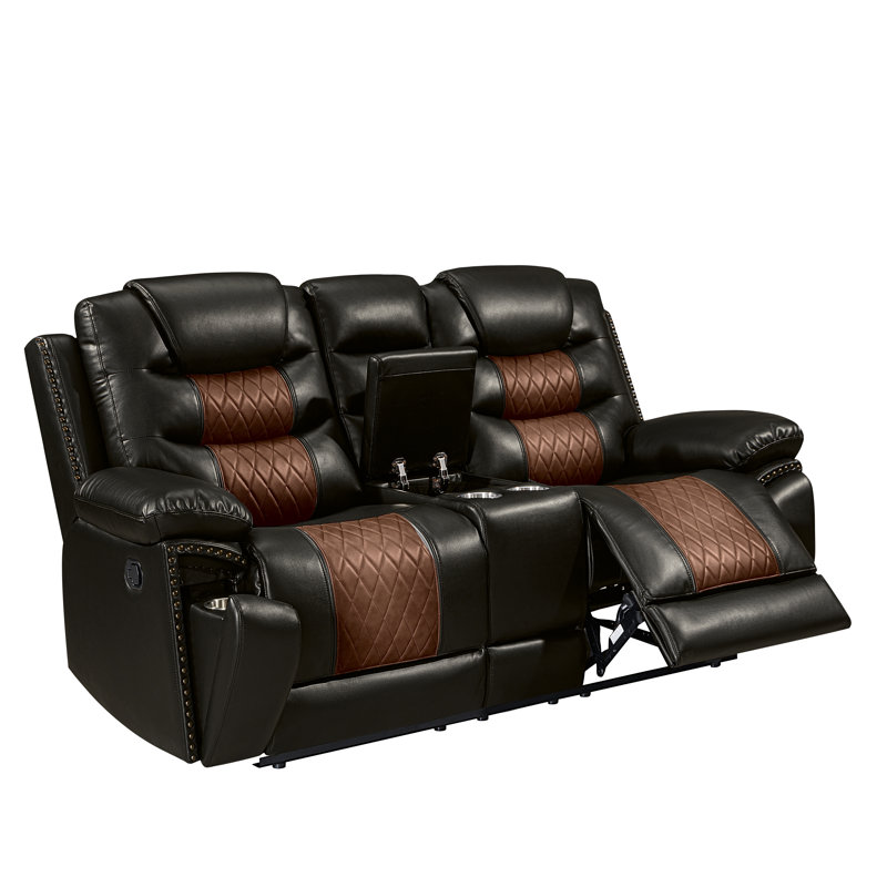 Riek 74.4'' Faux Leather Loveseat, Manual - Handle / Lever