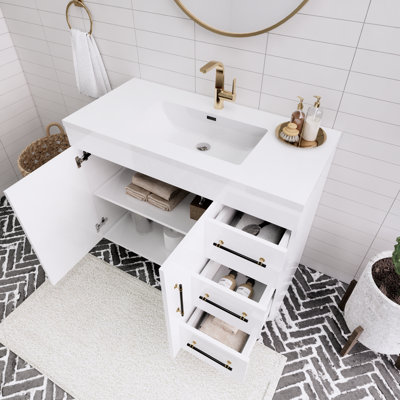 41.73228'' Single Bathroom Vanity with Acrylic Top