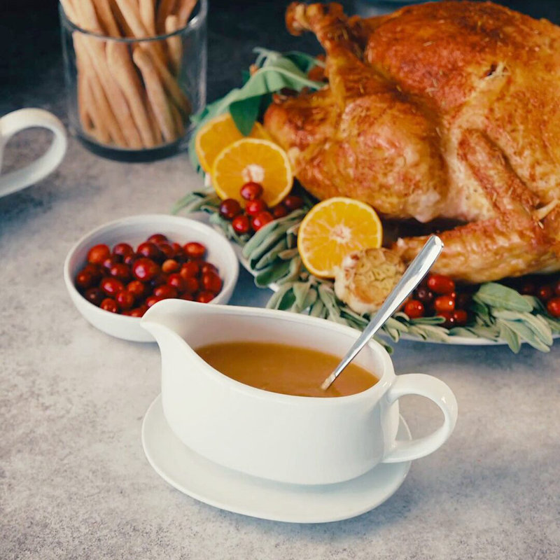 Saucière avec cuillère Kook, blanc, 23,8 oz