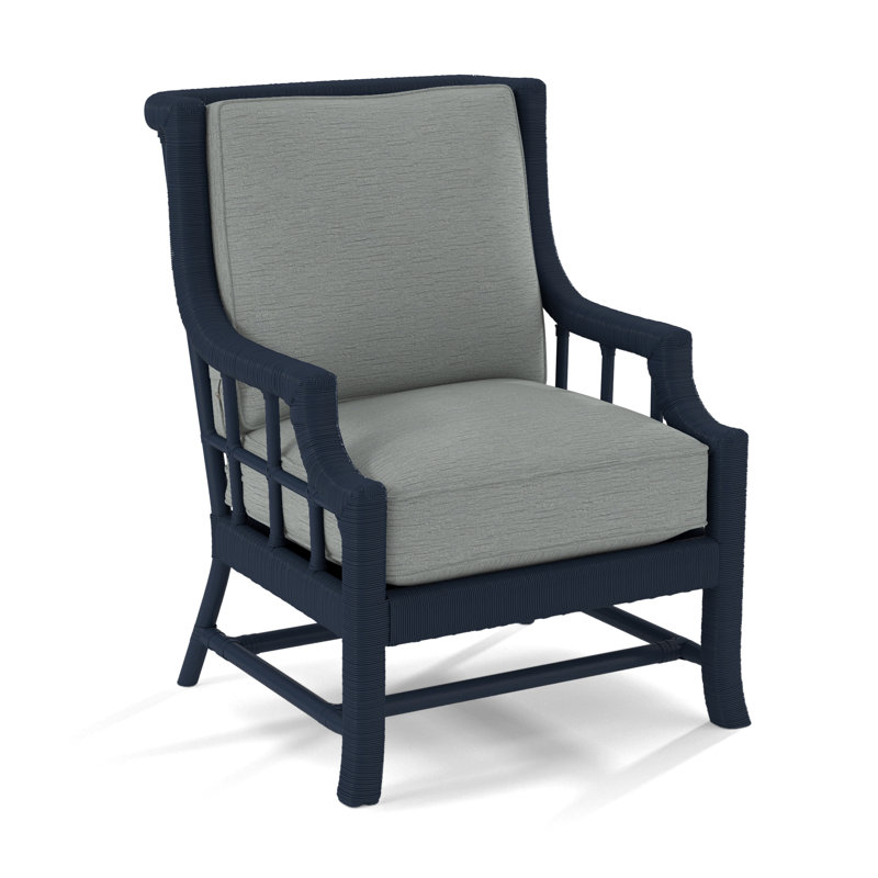 Lafayette Armchair, Navy, White Textured Performance; 0865-91