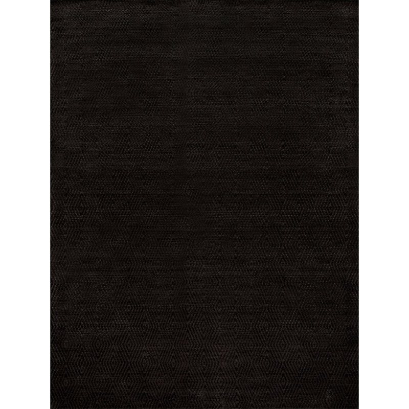 Tapis noir noué à la main de haute qualité, Rectangle 6 pi x 9 pi