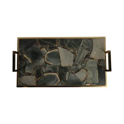 Plateau décoratif décoratif en agate pour repose-pieds et table basse