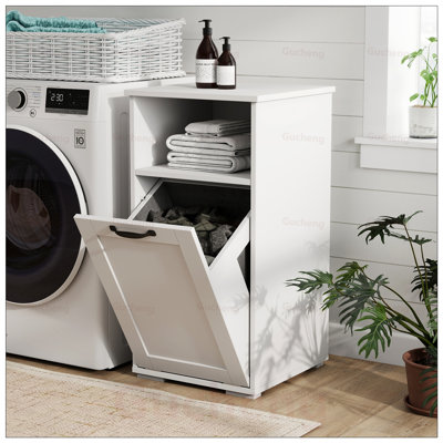 Laundry Cabinet with 1 Removable Liner Bag for Easy Sorting and Space-Saving Storage