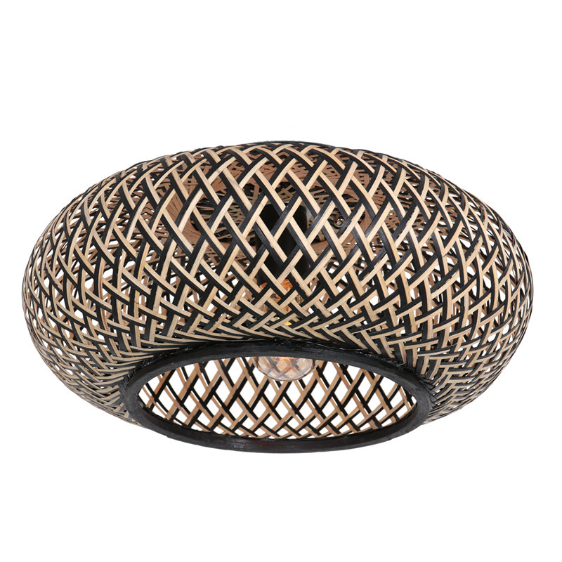 Ludvik Rattan Flush Ceiling Lights, Brown
