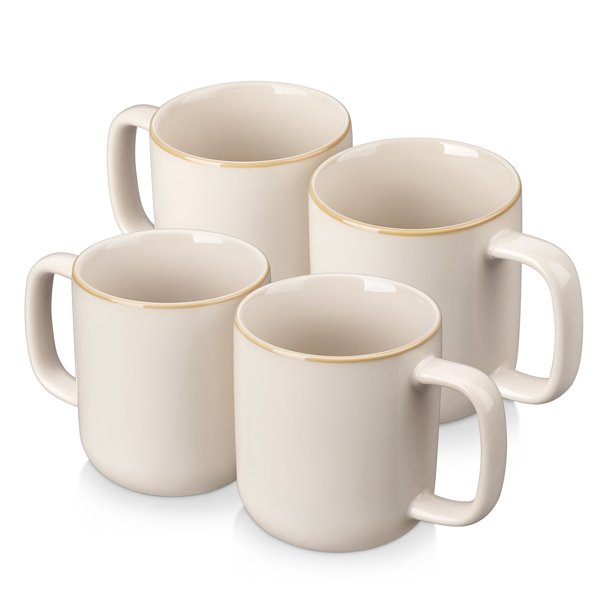 Mug Curved Rim Vancasso 4 Piece Beige Dual,Glaze Mug Set, 16Oz,Curved Raised Rim ...