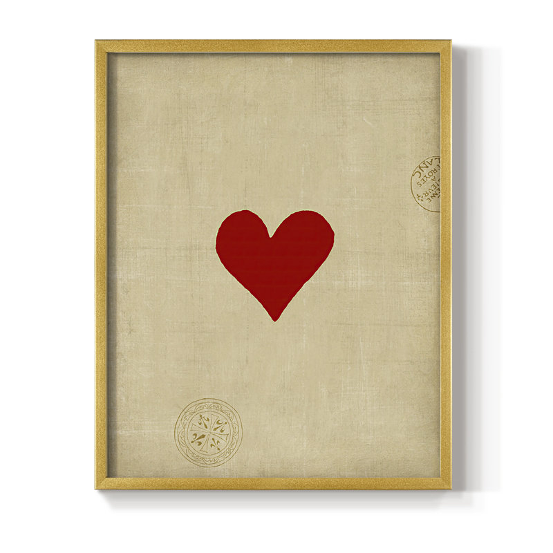 «Small Heart», reproduction encadrée - bois massif, Or, H 10 po x l 8 po