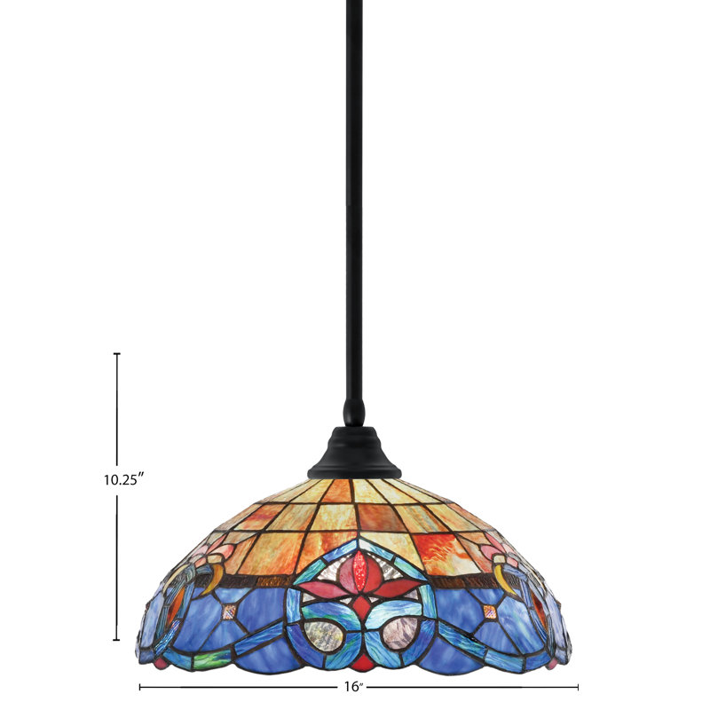 Tout luminaire suspendu suspendu au fini noir mat avec verre Sierra de 16 po