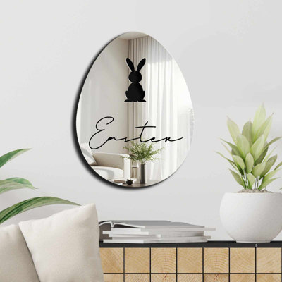 Élégant miroir décoratif pour Pâques, couleur argent, 12,9 po x 17,3 po | 100% PLEXIGLASS (épaisseur: 0,04 pouce) et 100% EVA (épaisseur: 0,4 pouce) | Bandes double face pour une présentation polyvalente | Parfait pour la décoration intérieure et les célébrations festives