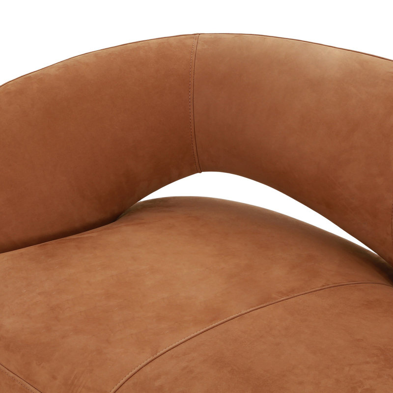 Mazie Sofa, Nubuck Cognac Top Grain Leather