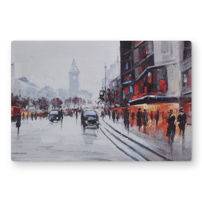 Street Scene with Cars - Contemporary Office Metal Print Decor