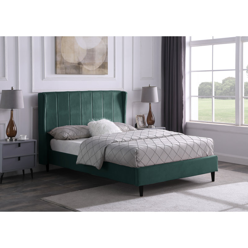 Swithun Upholstered Bed Frame, Double (4'6), Green Velvet