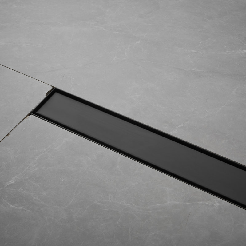 32'' Matte Black Stainless Steel Linear Shower Drain with Slot Pattern Cover