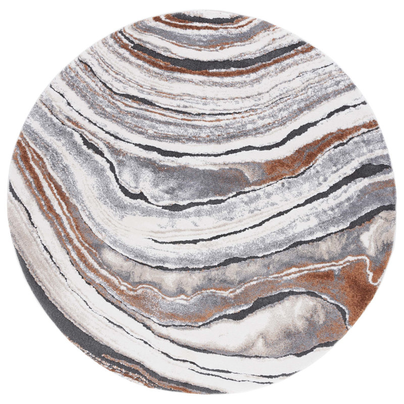 Cyrus Shag Performance Abstract Rug, Round 6'7"