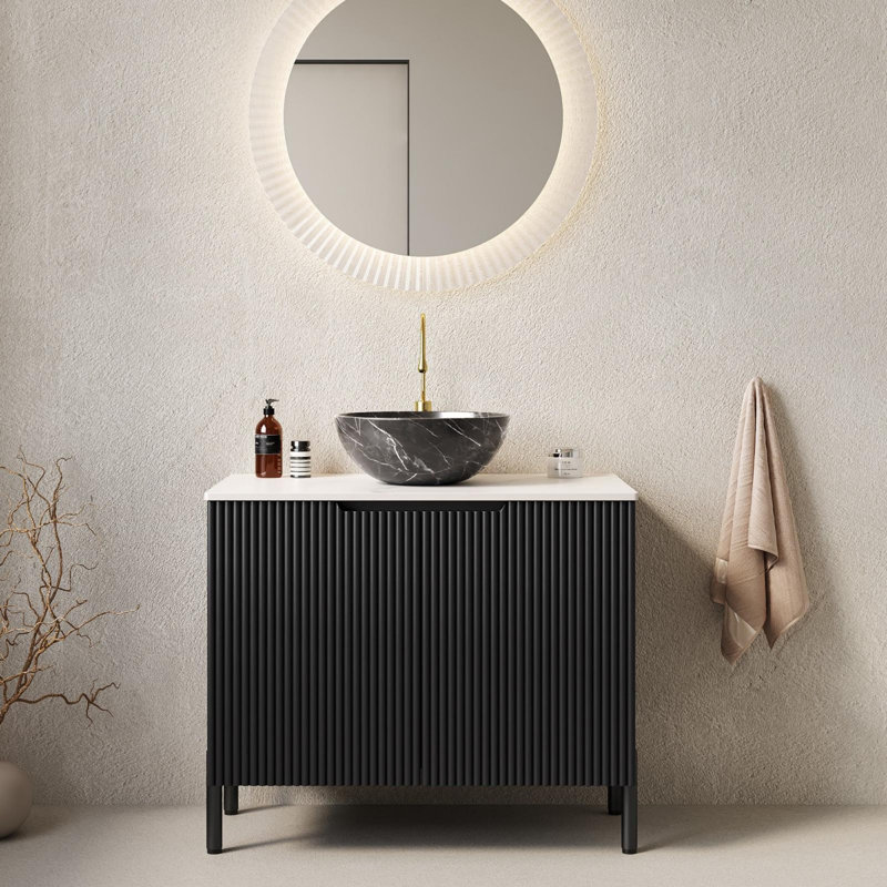 Meuble-lavabo autoportant avec portes et lavabo avec portes