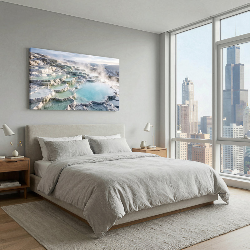 Art mural sur toile, "Steaming White", L 32 po x H 16 po