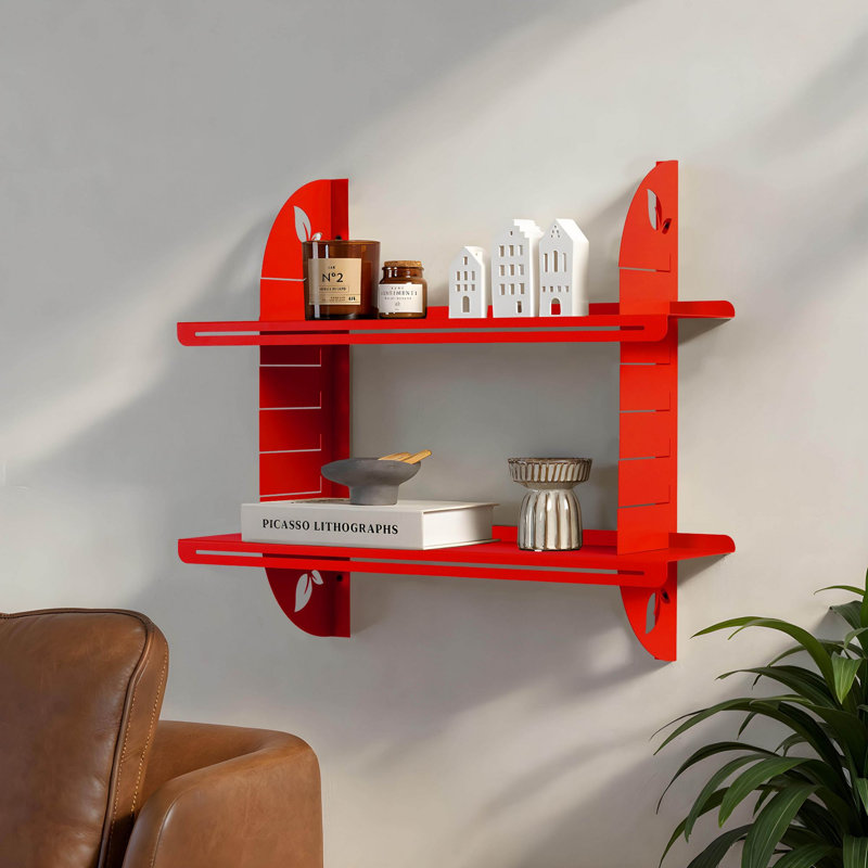 Decorative Metal Wall Shelf, Red